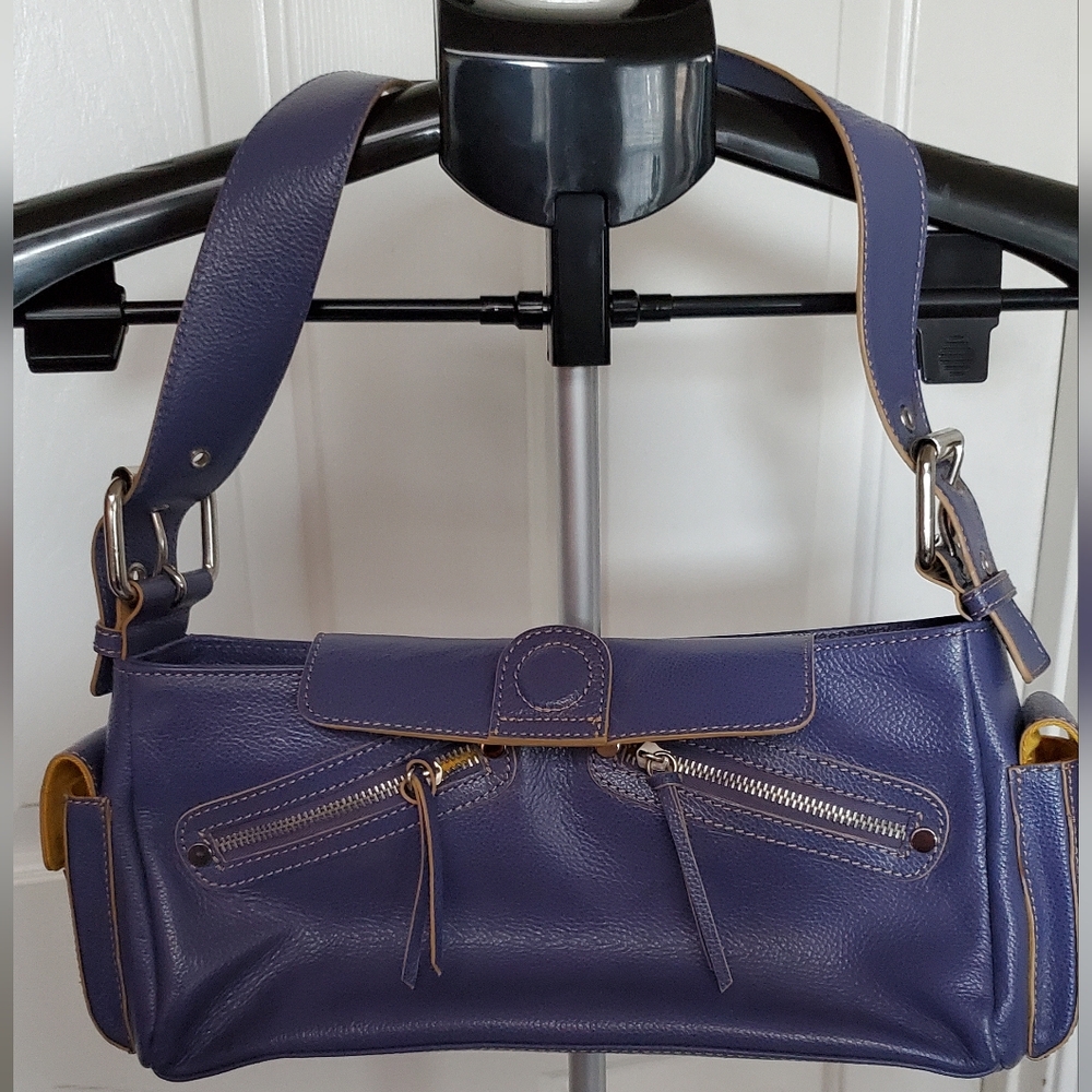 Purple Leather Shoulder Bag